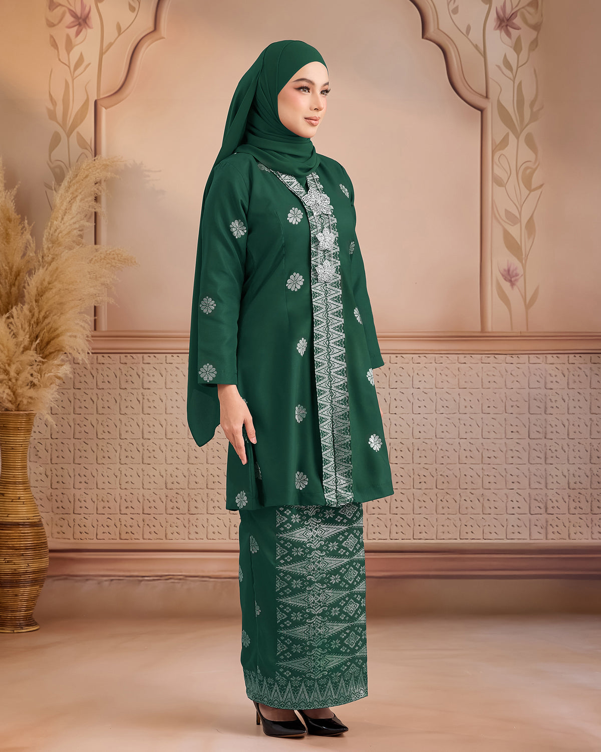 KURUNG ANGGUN (KEBAYA) | EMERALD GREEN - SILVER
