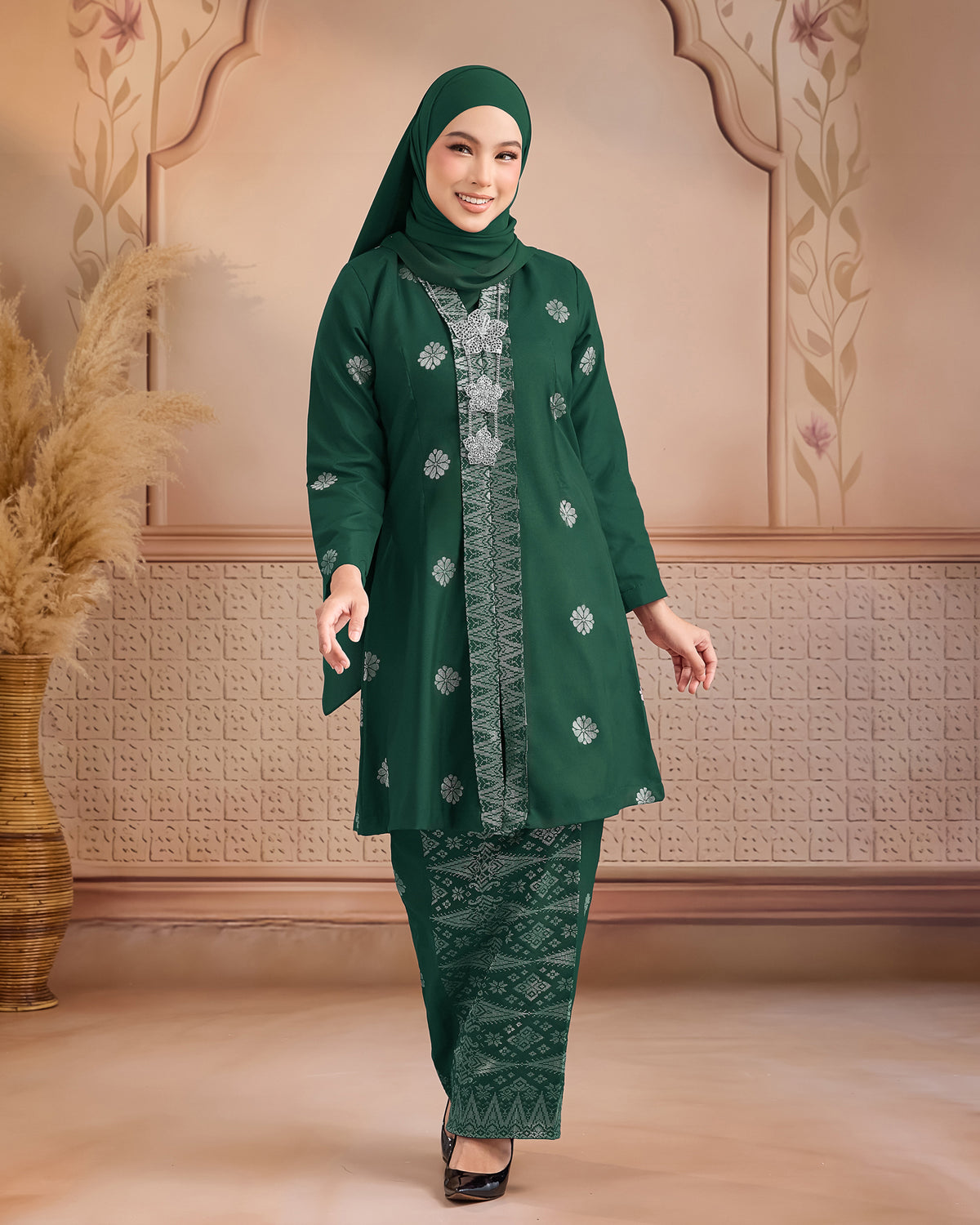 KURUNG ANGGUN (KEBAYA) | EMERALD GREEN - SILVER