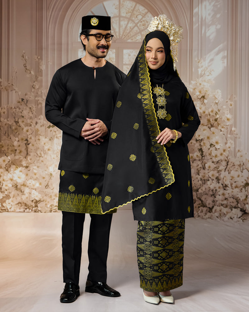 SEJIWHA SET A - BAJU MELAYU PUTRA & KURUNG LAYLA | BLACK SILVER/GOLD