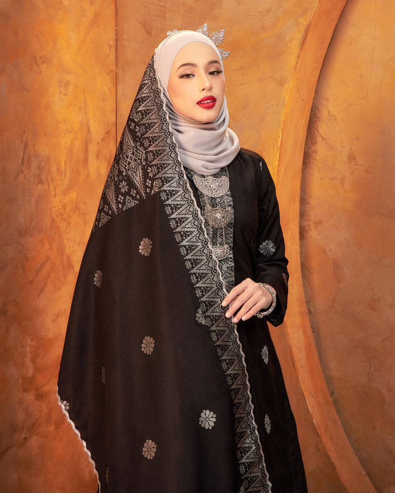 Selendang Songket | Black Silver (Thalia)