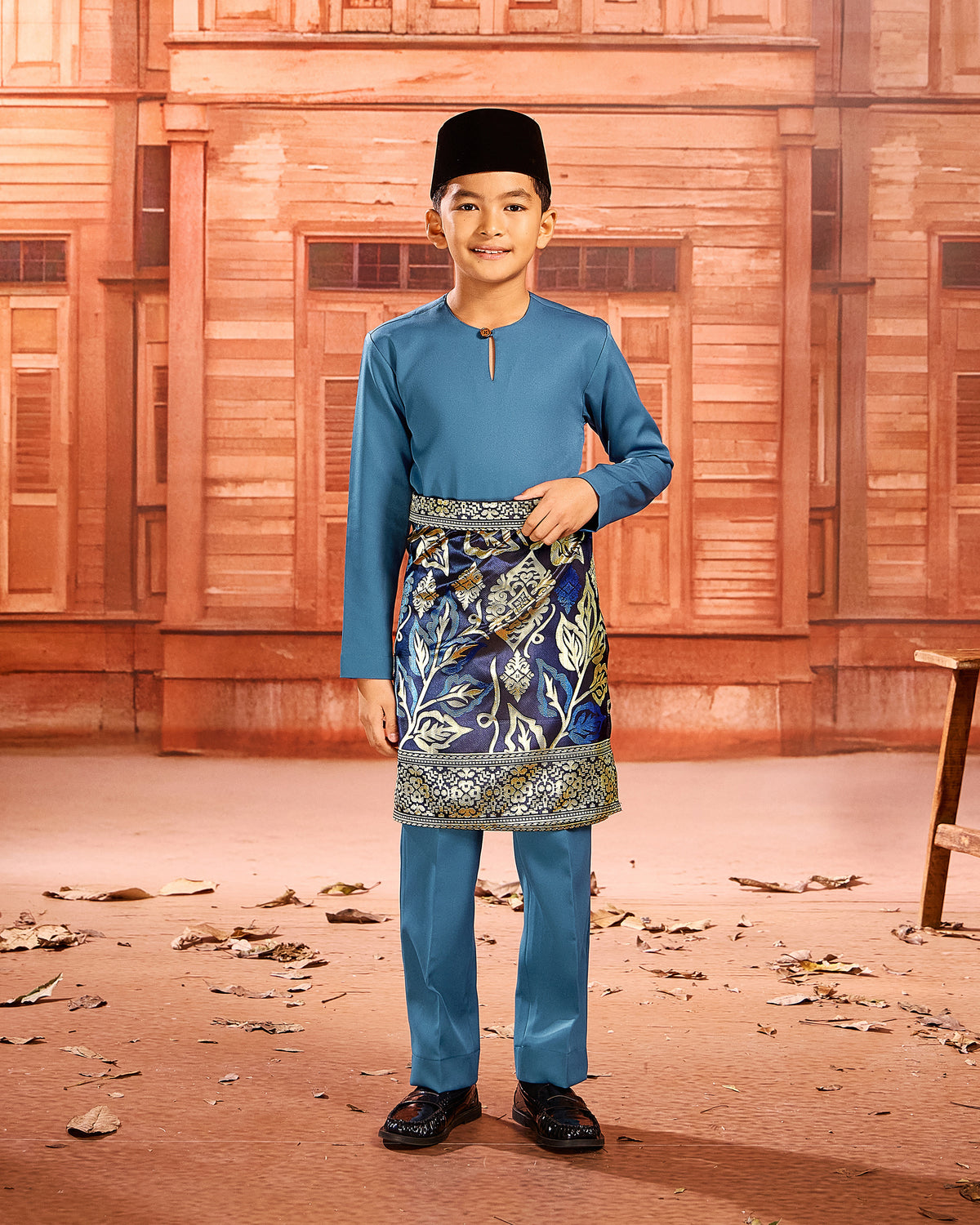 SAMPIN REKA SERASI (KIDS) - BLACK GOLD/TEAL BLUE (RS03)