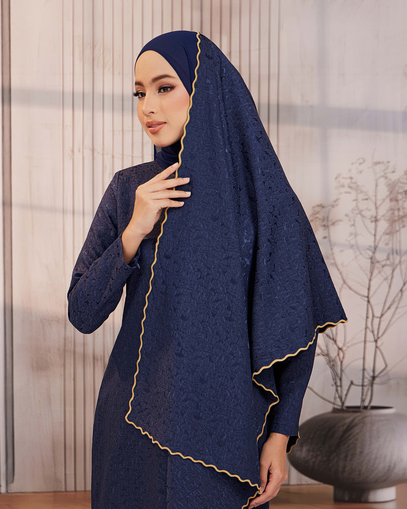KURUNG ORKED (Moden) - Navy Blue | Soft Premium Brocade