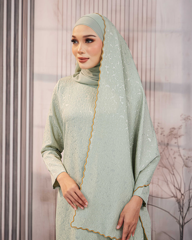 KURUNG ORKED (Moden) - Mint Green | Soft Premium Brocade