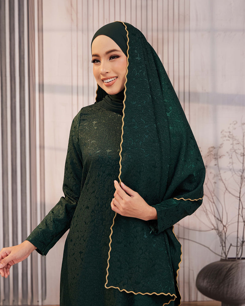KURUNG ORKED (Moden) - Emerald Green | Soft Premium Brocade