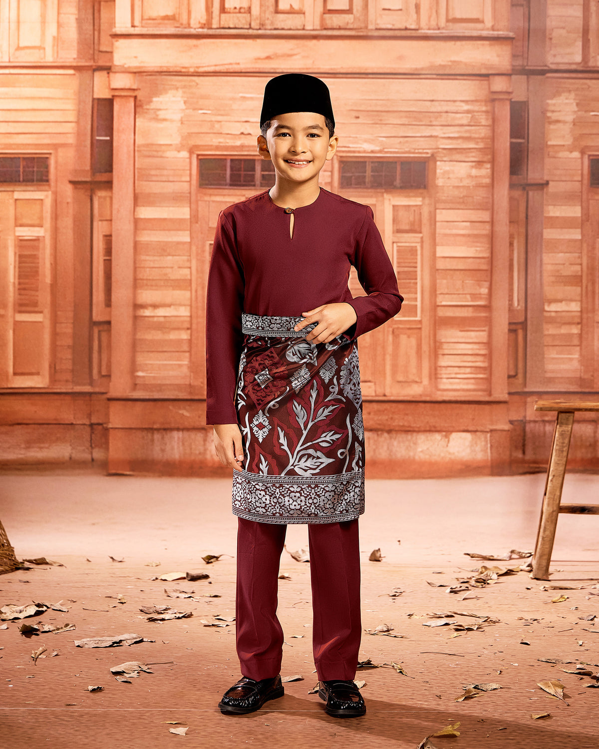 SAMPIN REKA SERASI (KIDS) - BLACK SILVER/MAROON (RS04)