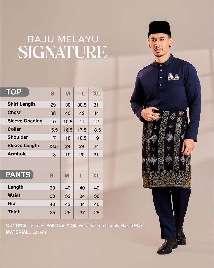 Clearance | BAJU MELAYU SIGNATURE - NAVY BLUE