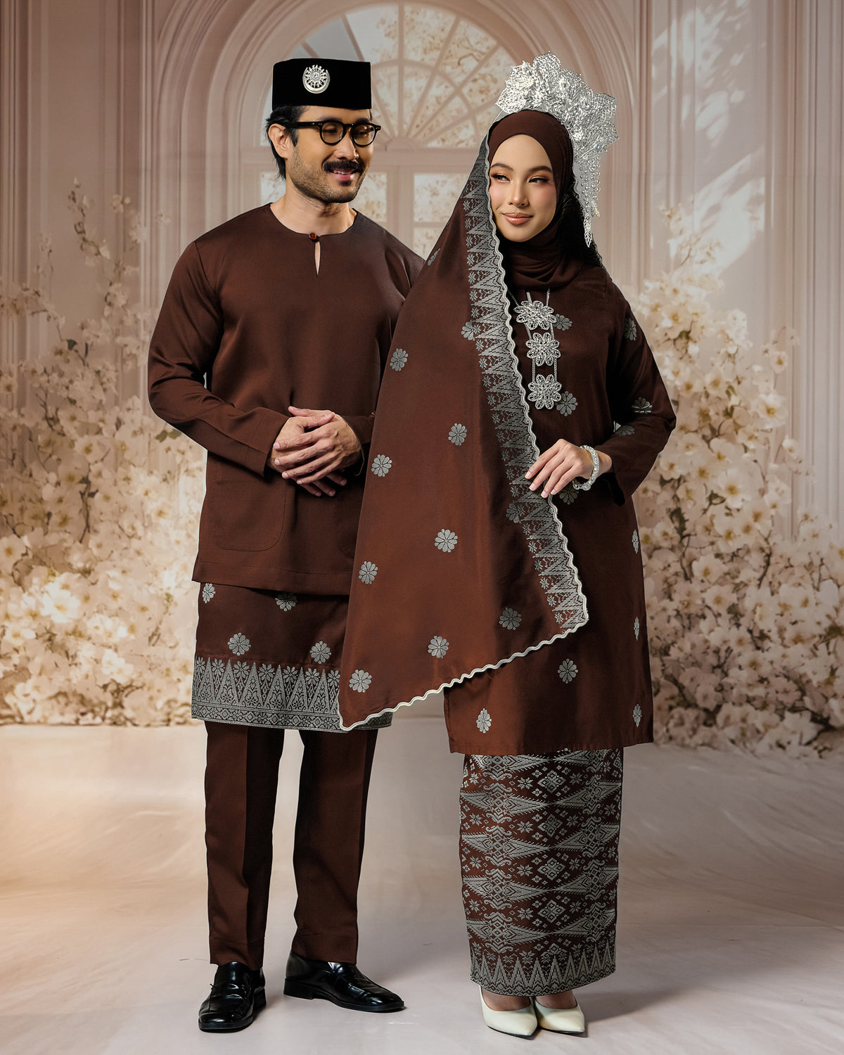 SEJIWHA SET A - BAJU MELAYU PUTRA & KURUNG LAYLA | BROWN SILVER
