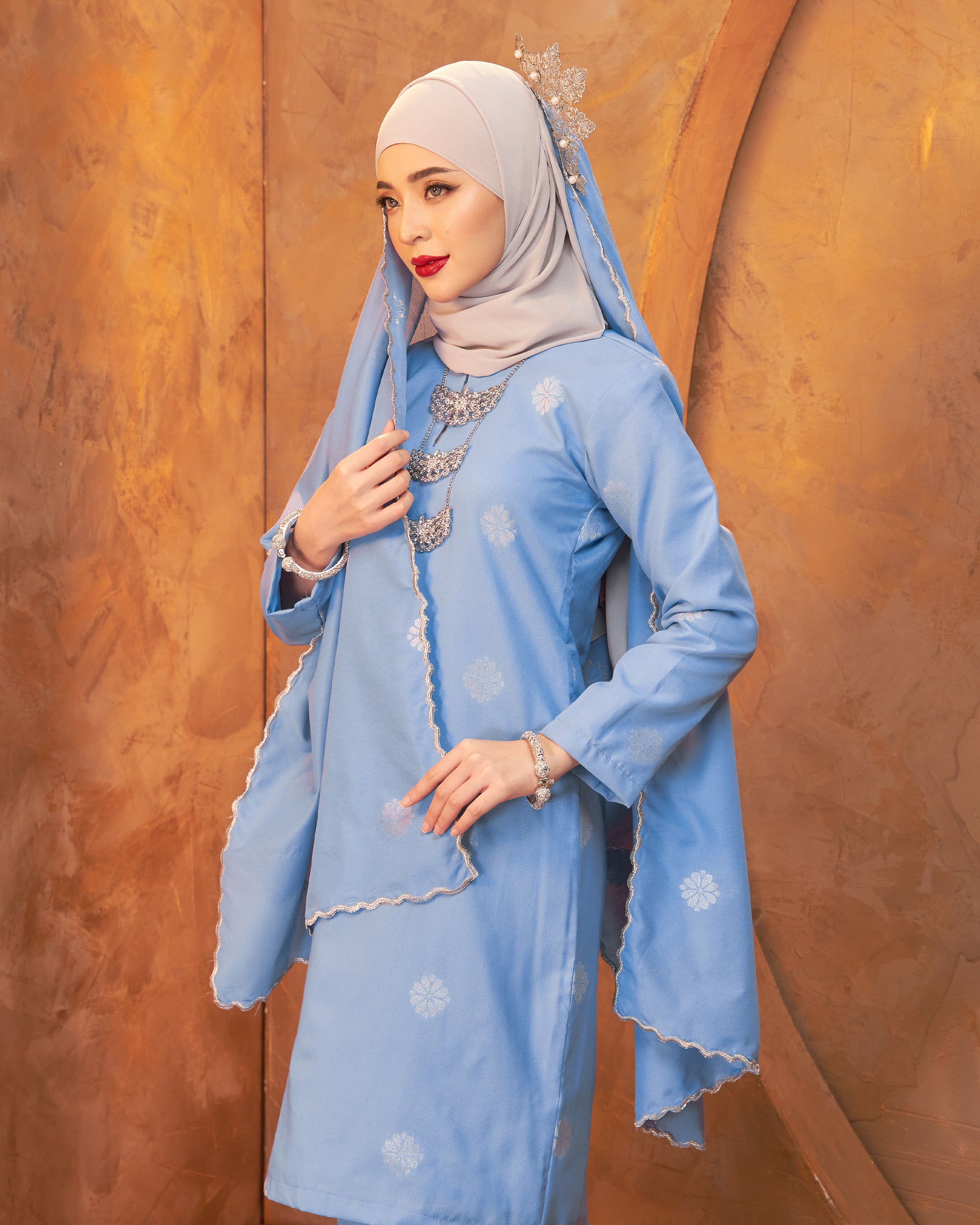 AS-IS | SELENDANG SONGKET - BABY BLUE SILVER (SURI)
