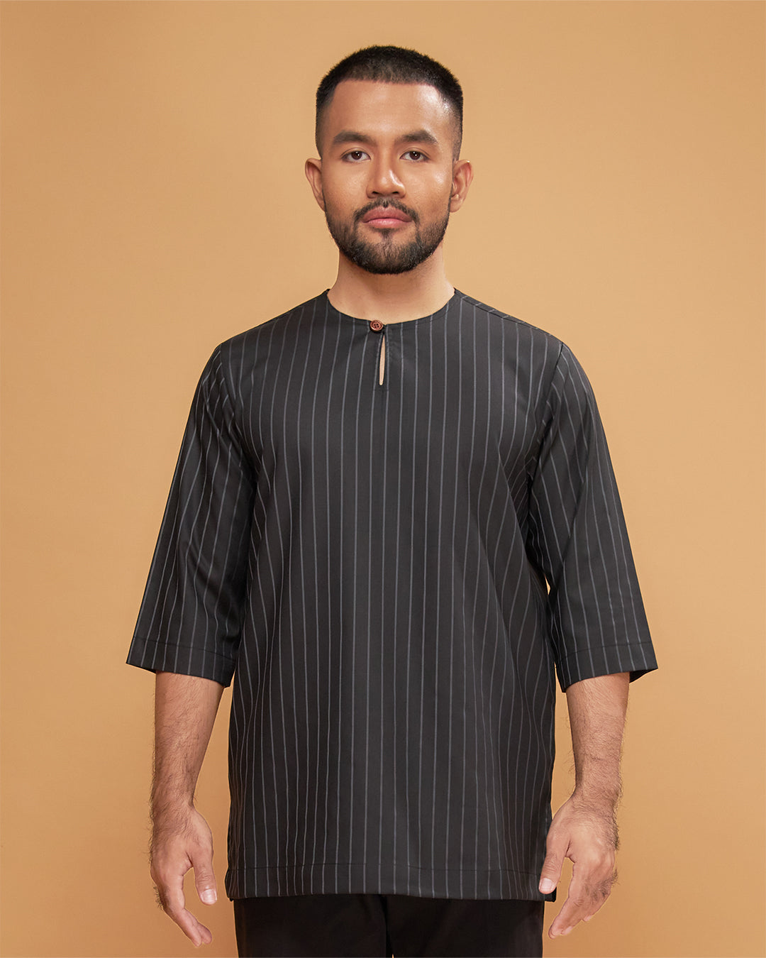 KURTA HADI (STRIPES) - BLACK