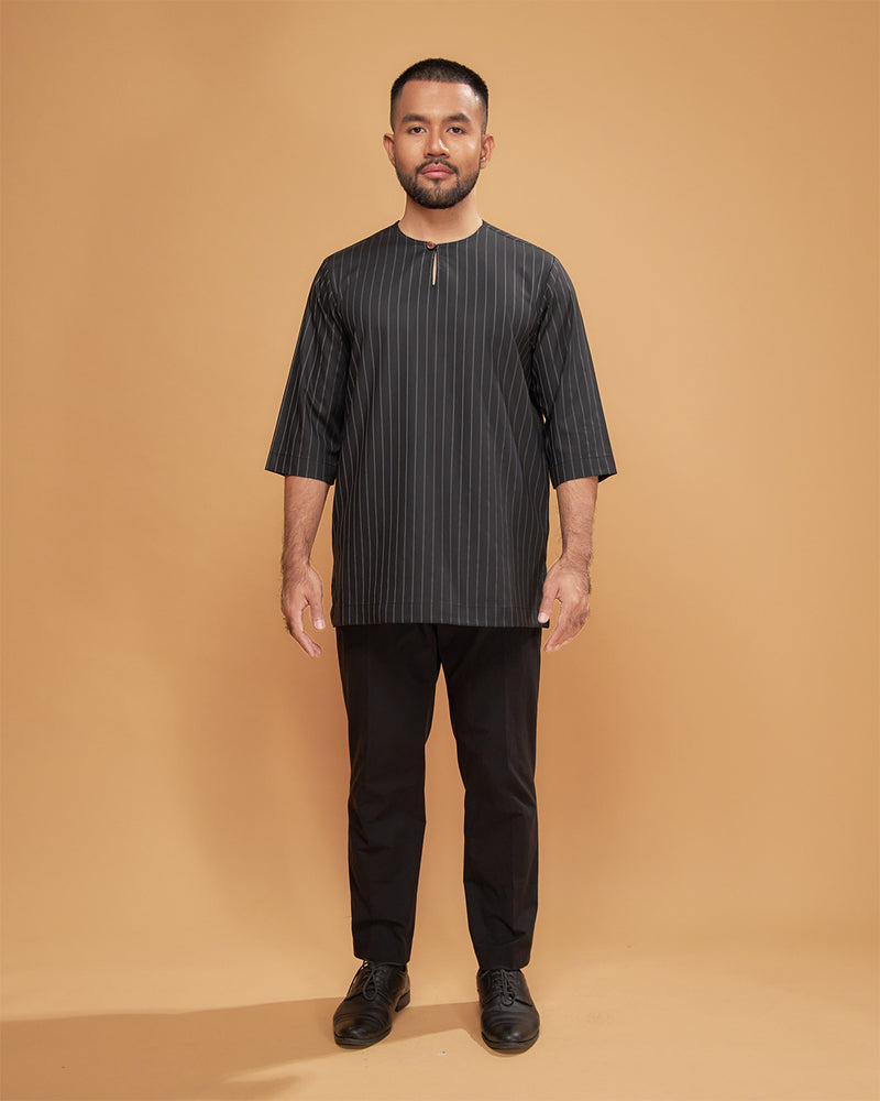 KURTA HADI (STRIPES) - BLACK