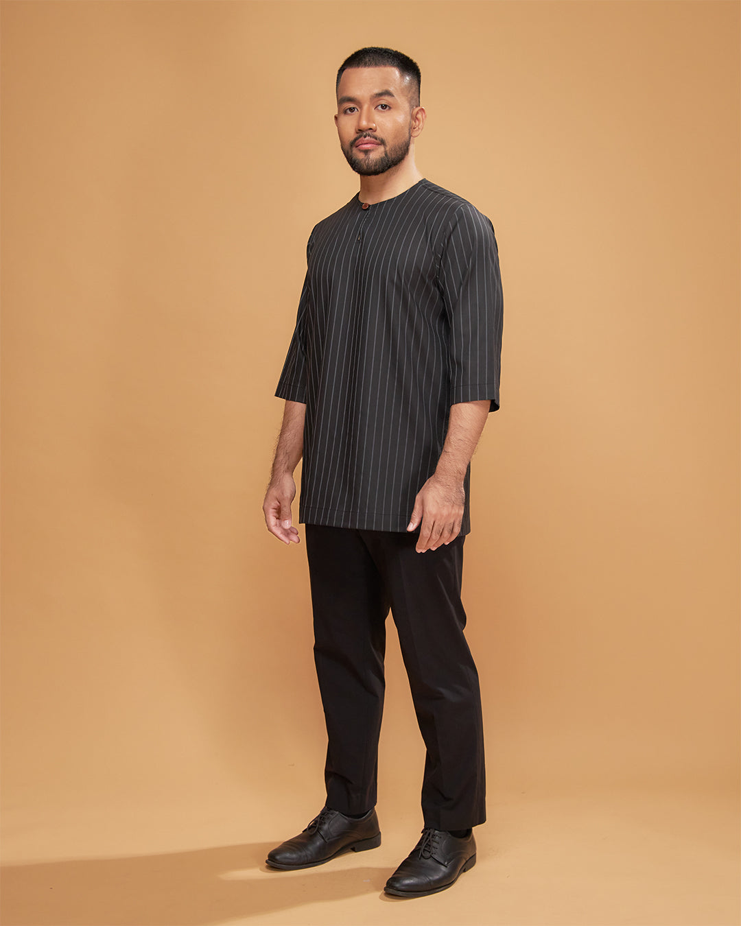KURTA HADI (STRIPES) - BLACK