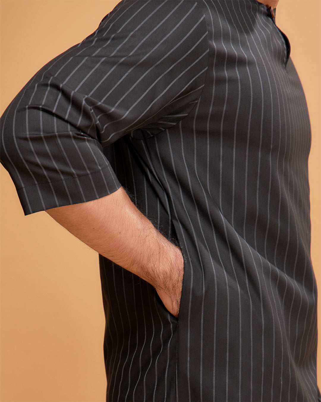 KURTA HADI (STRIPES) - BLACK
