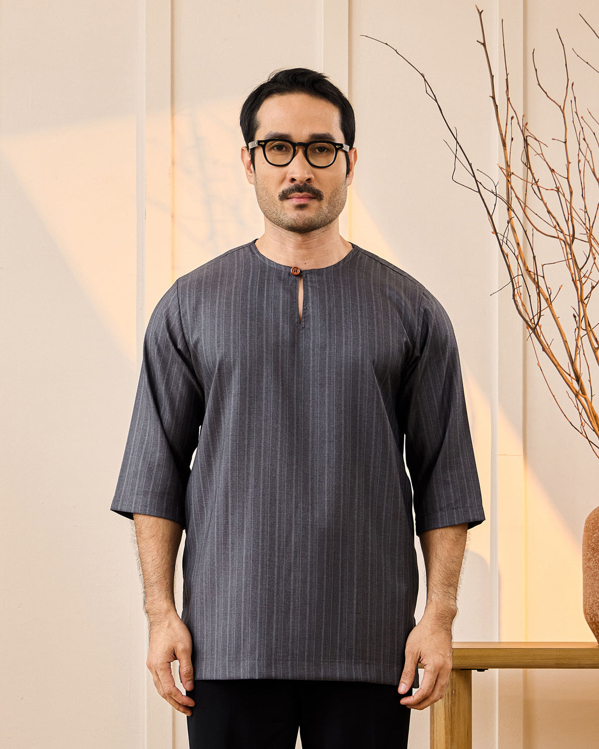 KURTA NADI (STRIPES) - BLACK