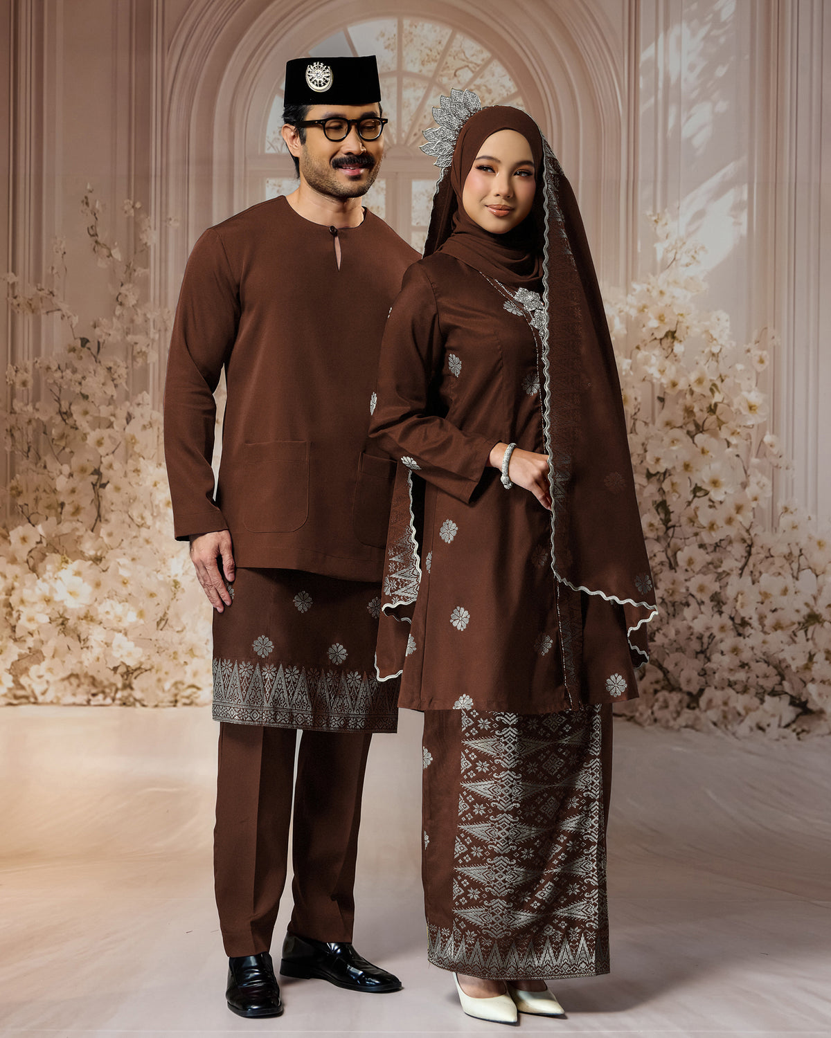 SEJIWHA SET B - BAJU MELAYU TELUK BELANGA & KURUNG KEBAYA | BROWN SILVER