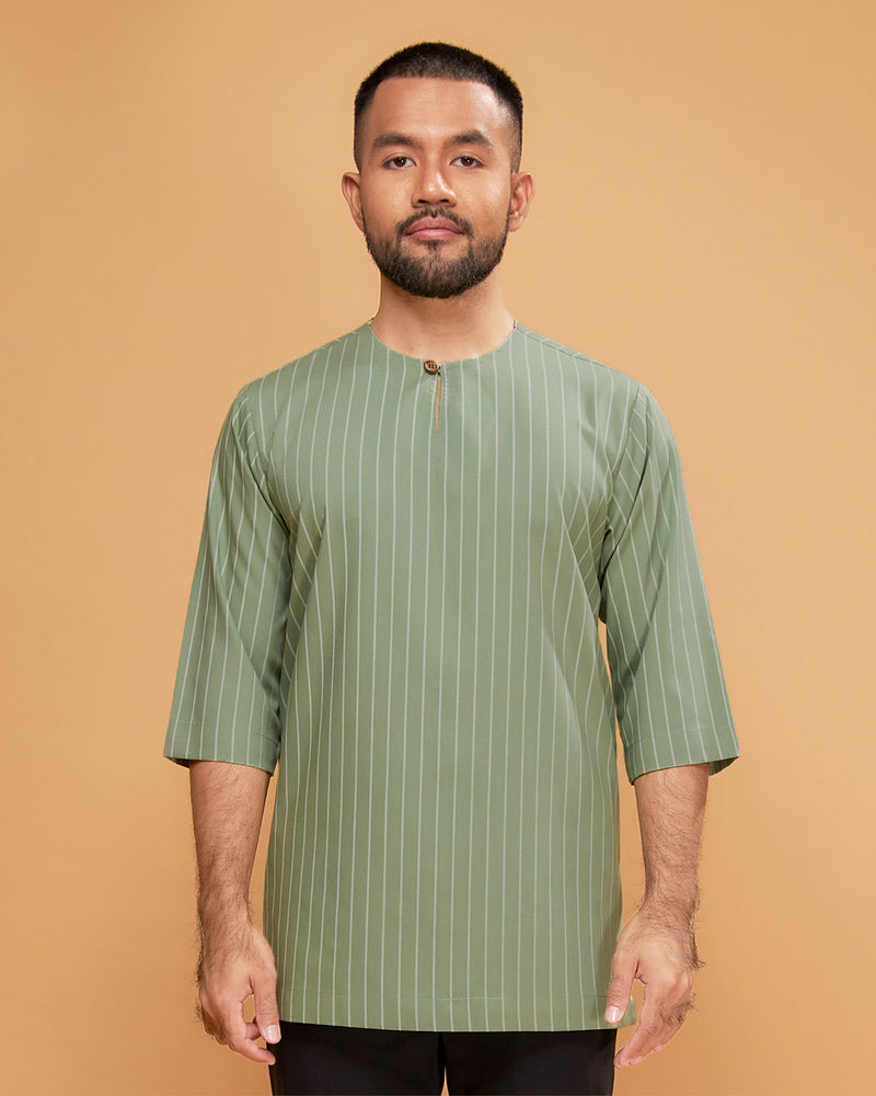 KURTA HADI (STRIPES) - DUSTY GREEN