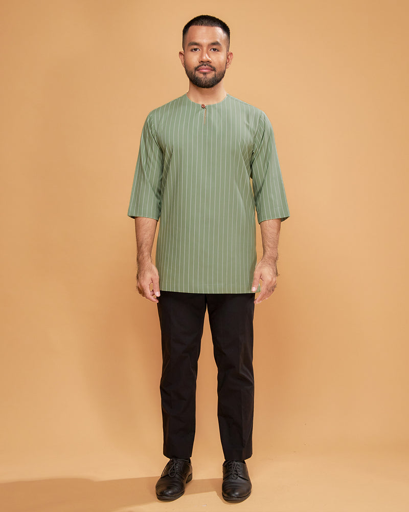 KURTA HADI (STRIPES) - DUSTY GREEN