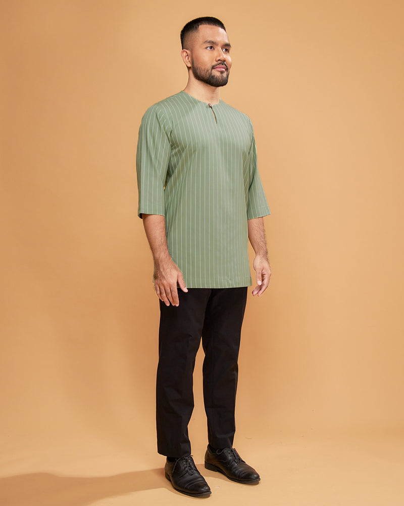 KURTA HADI (STRIPES) - DUSTY GREEN