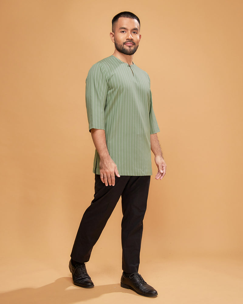 KURTA HADI (STRIPES) - DUSTY GREEN