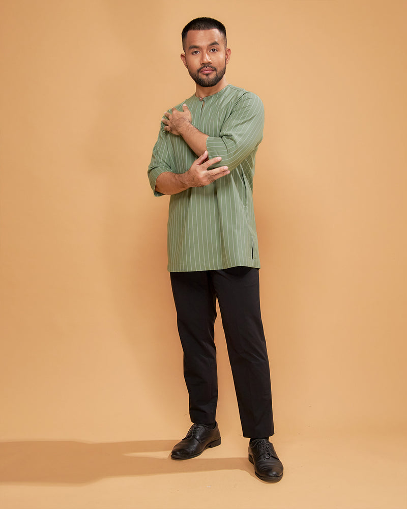 KURTA HADI (STRIPES) - DUSTY GREEN