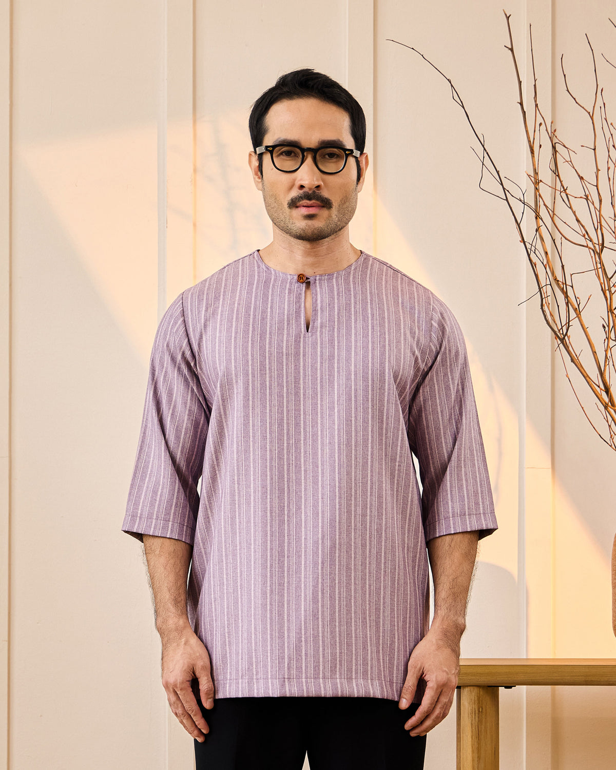 KURTA NADI (STRIPES) - DUSTY PURPLE
