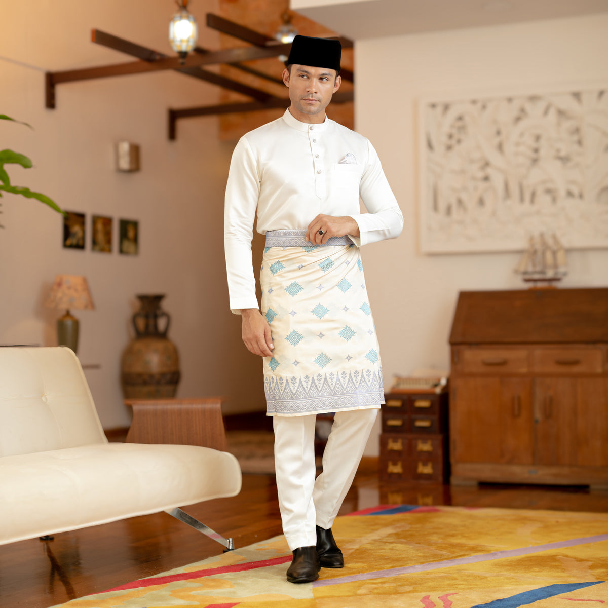 MALEEQ INSTANT | Cream Purple Turquoise - Handmade