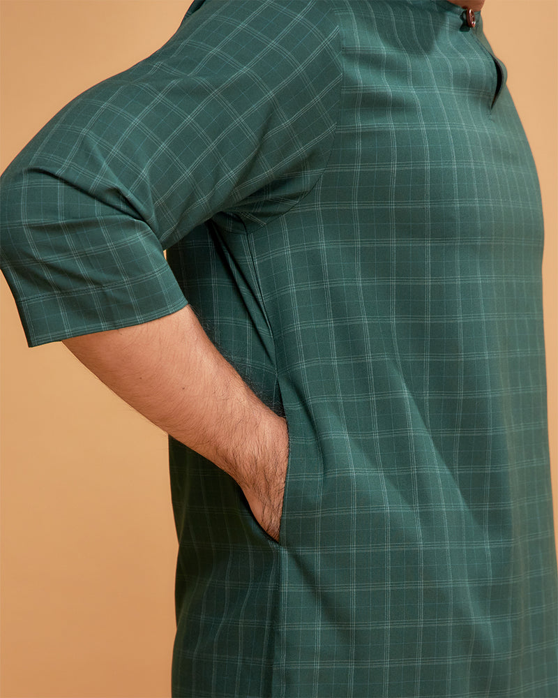 KURTA JEBAT (Checked) - EMERALD GREEN