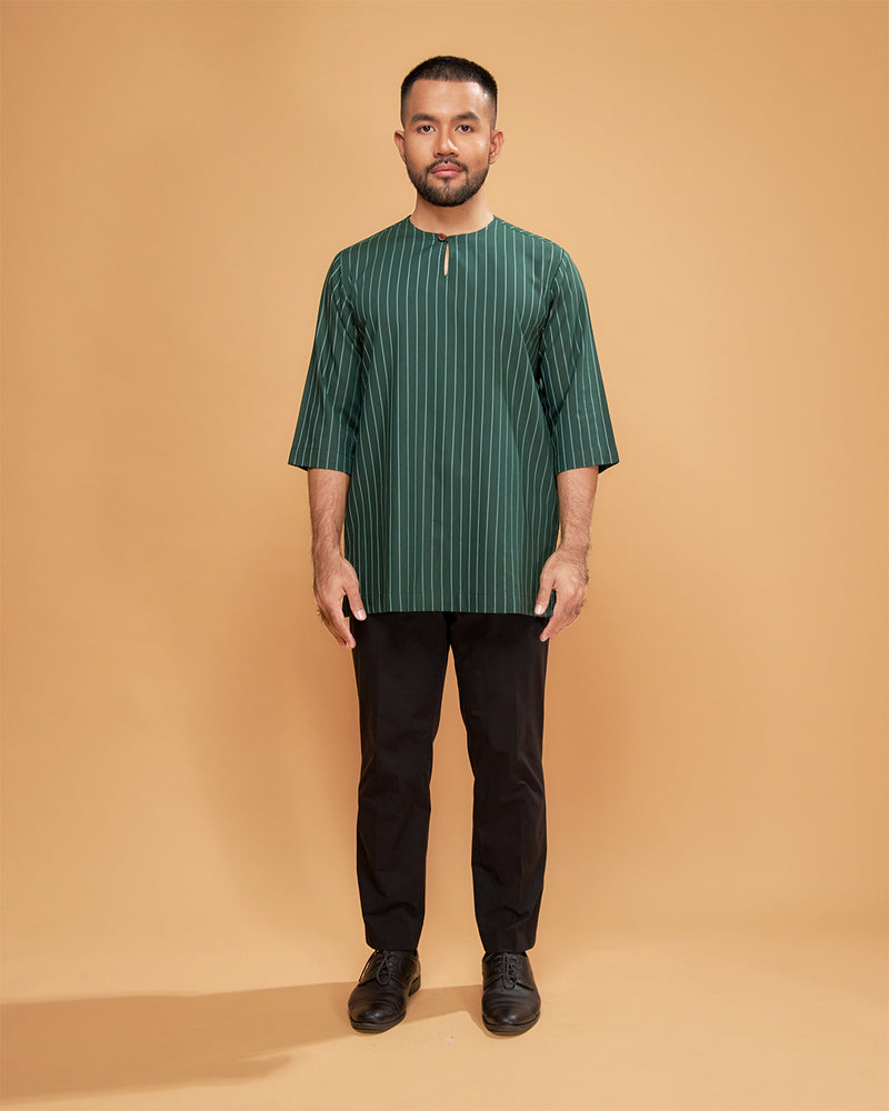 KURTA HADI (STRIPES) - EMERALD GREEN