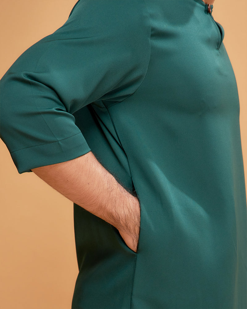 KURTA ARJUNA (Plain) - EMERALD GREEN