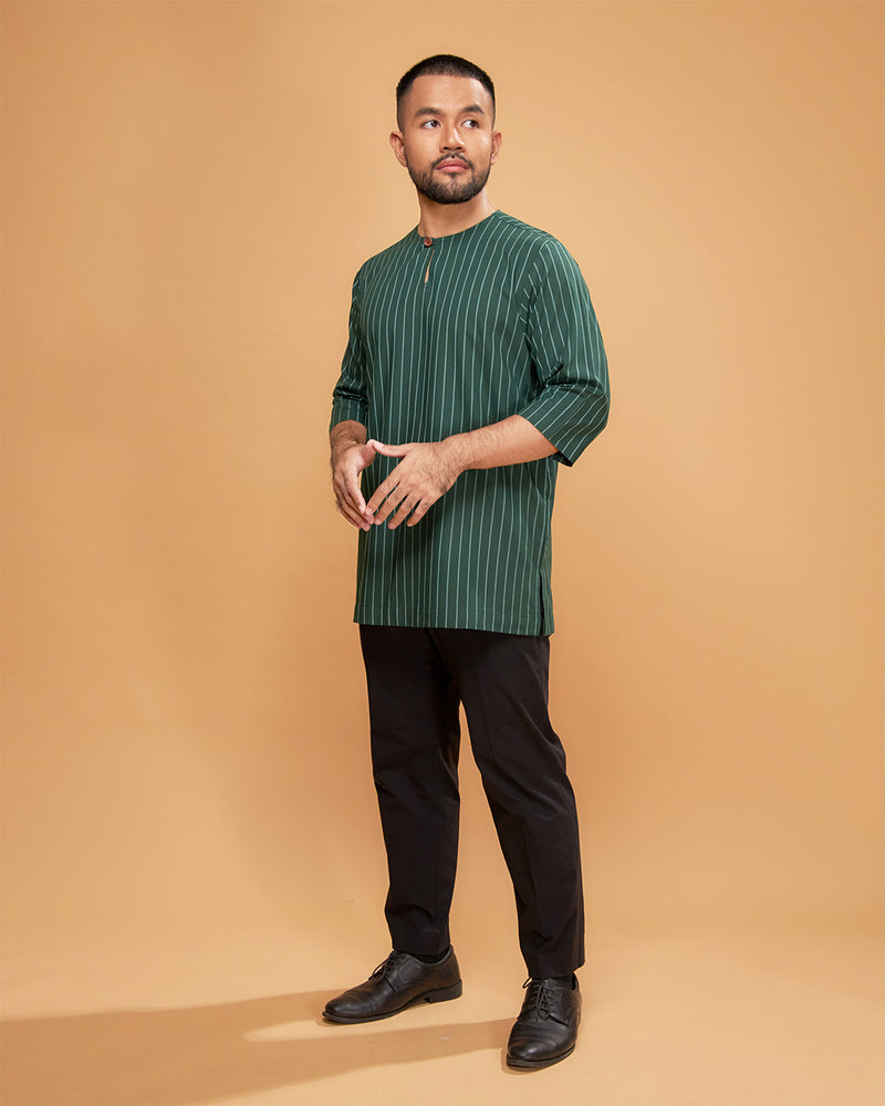 KURTA HADI (STRIPES) - EMERALD GREEN