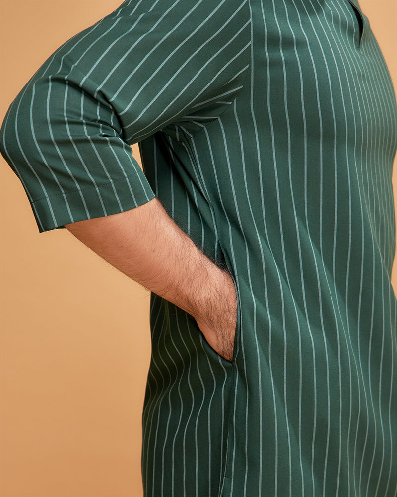 KURTA HADI (STRIPES) - EMERALD GREEN