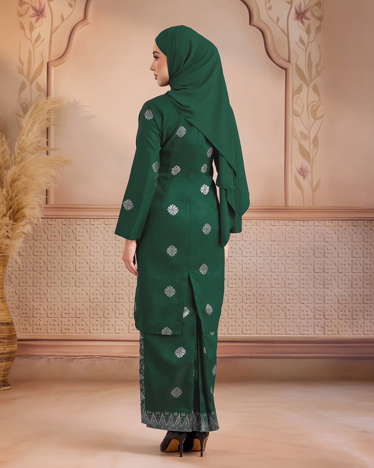 KURUNG LAYLA (MODEN) | EMERALD GREEN - SILVER