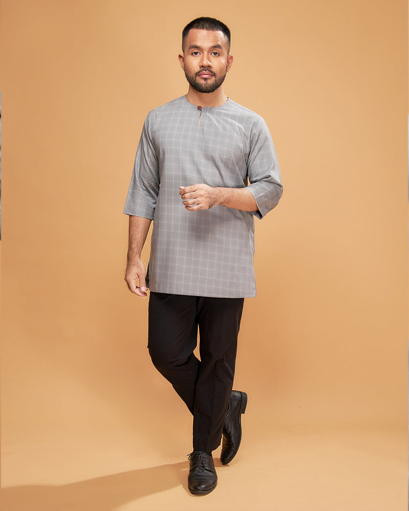 KURTA JEBAT (Checked) - GREY