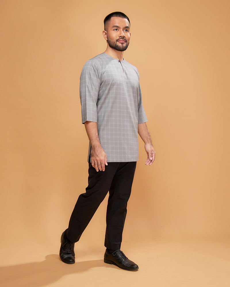 KURTA JEBAT (Checked) - GREY