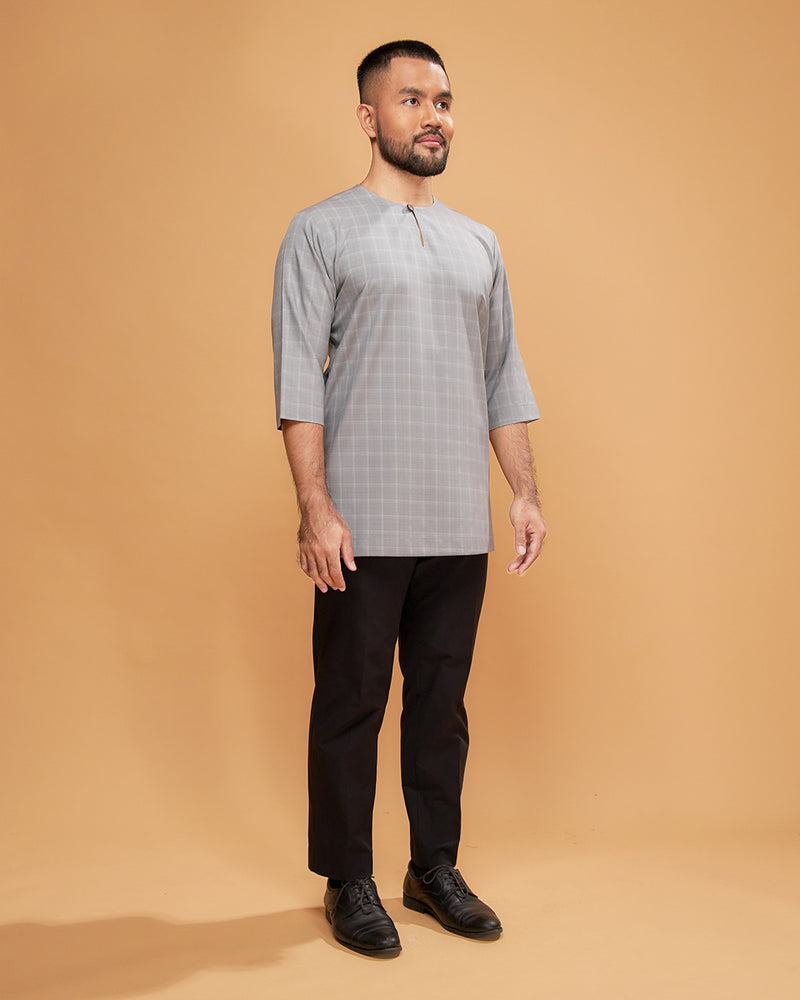 KURTA JEBAT (Checked) - GREY