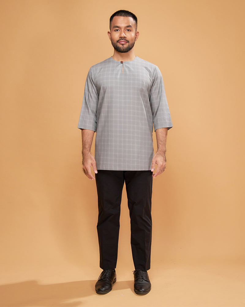 KURTA JEBAT (Checked) - GREY