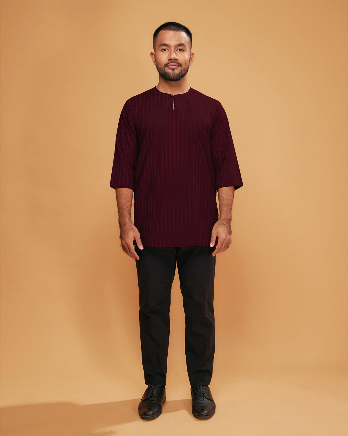 KURTA HADI (STRIPES) - BURGUNDY