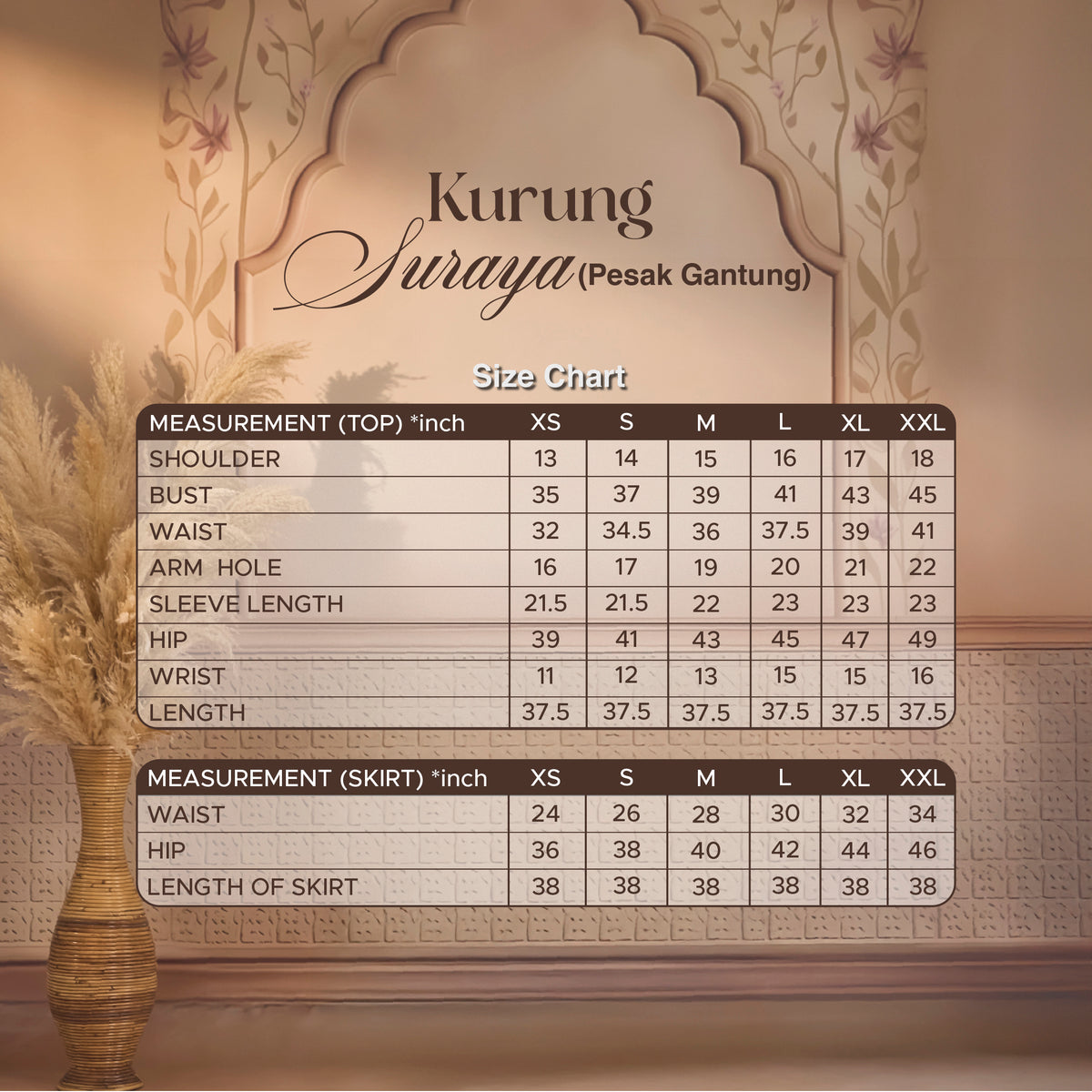 KURUNG SURAYA (PESAK GANTUNG) | PEACH - SILVER