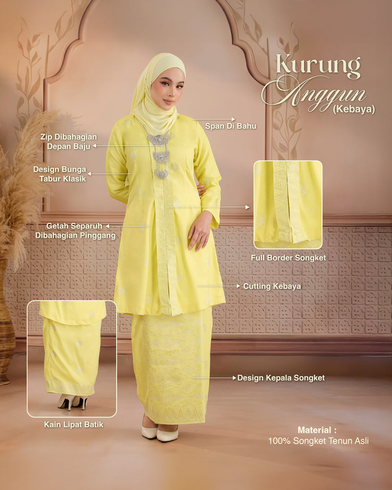 KURUNG ANGGUN (KEBAYA) | SOFT YELLOW - SILVER