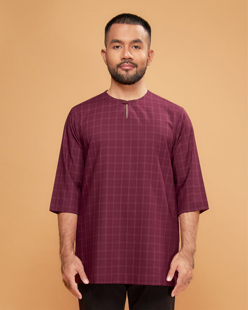 KURTA JEBAT (Checked) - MAROON