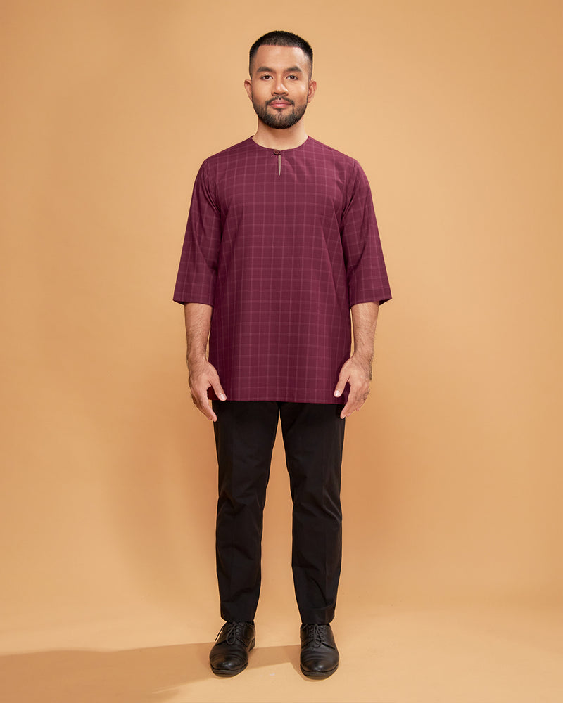 KURTA JEBAT (Checked) - MAROON