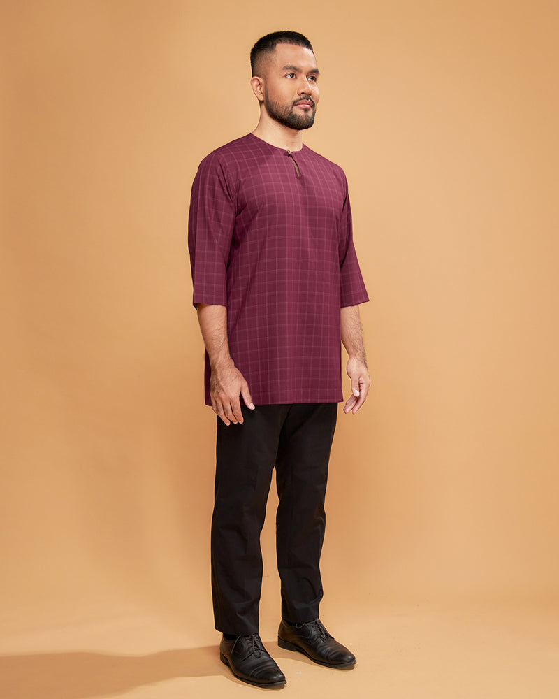 KURTA JEBAT (Checked) - MAROON