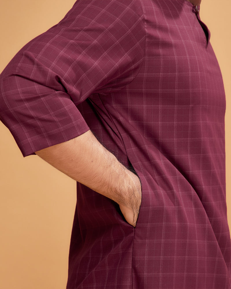 KURTA JEBAT (Checked) - MAROON