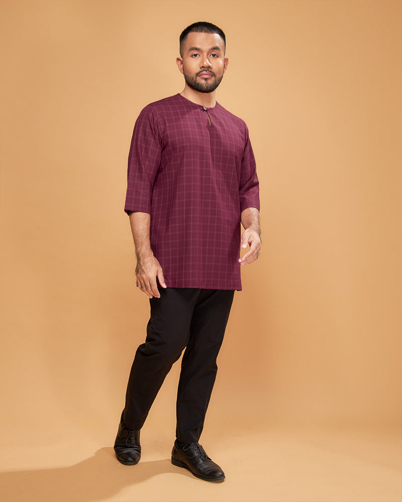 KURTA JEBAT (Checked) - MAROON