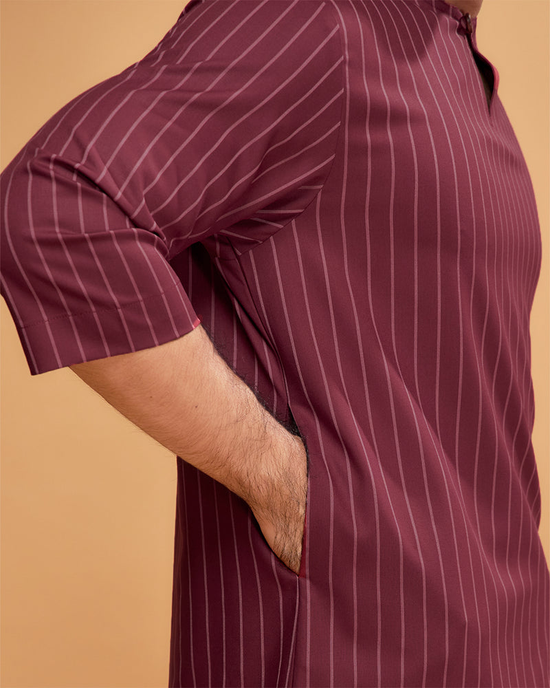 KURTA HADI (STRIPES) - MAROON