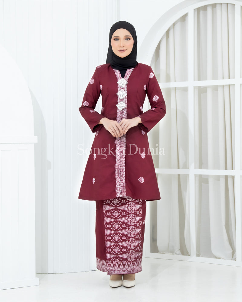 MAROON - SILVER | Kurung Anggun - Kebaya