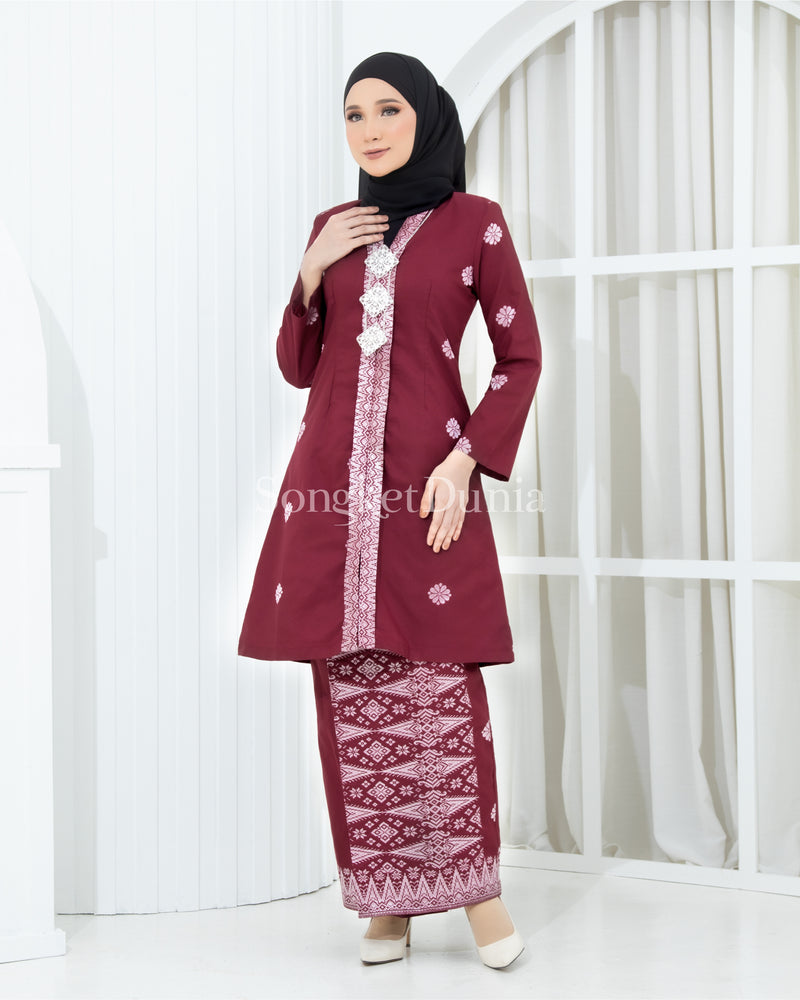 MAROON - SILVER | Kurung Anggun - Kebaya