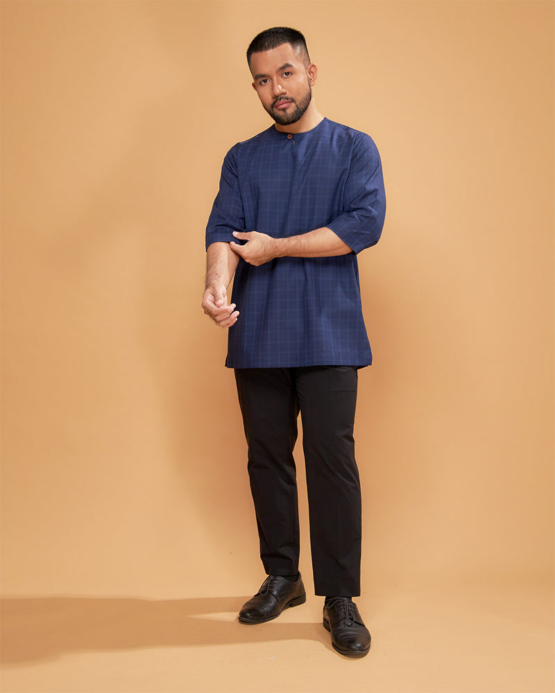 KURTA JEBAT (Checked) - NAVY BLUE