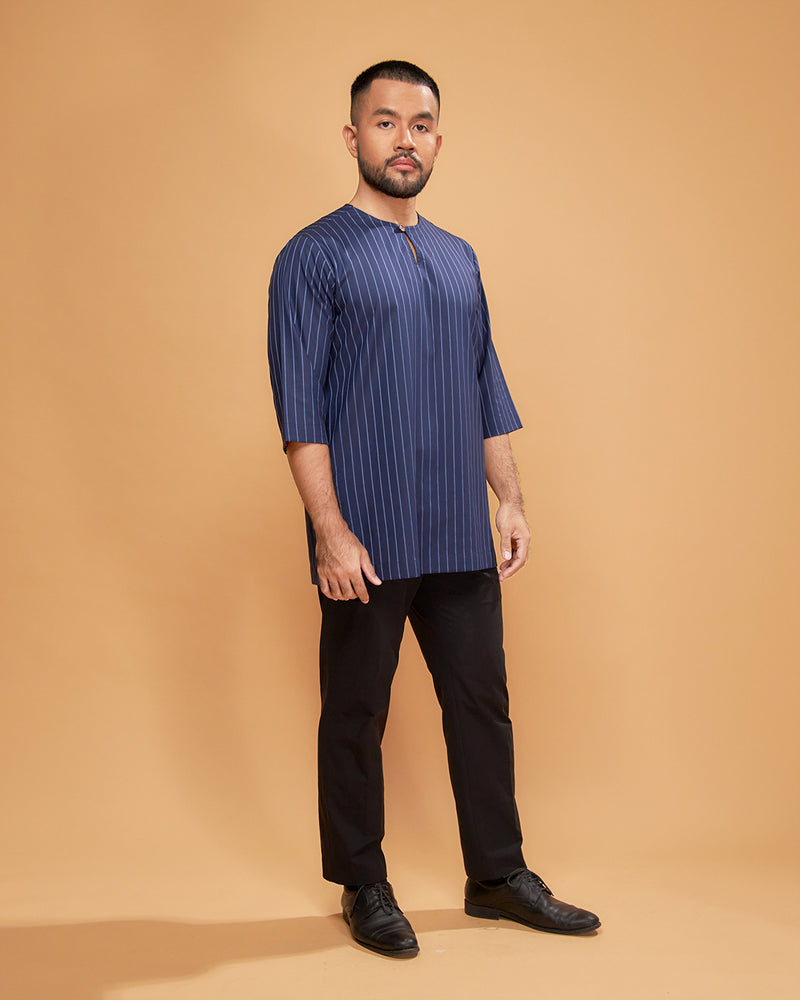 KURTA HADI (STRIPES) - NAVY BLUE