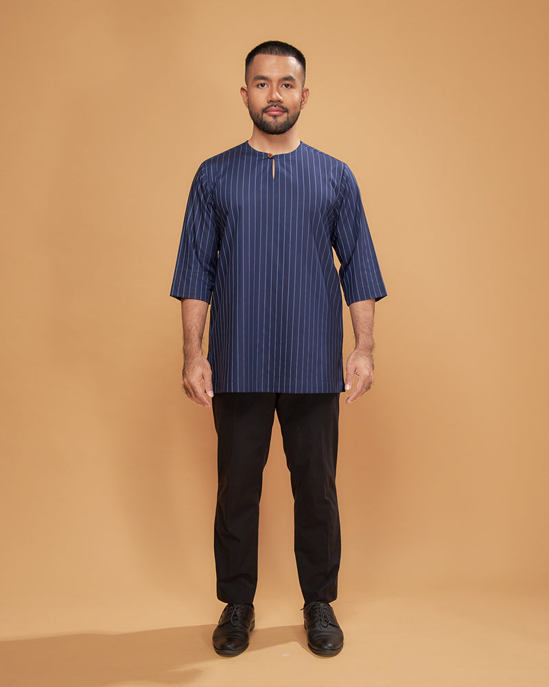 KURTA HADI (STRIPES) - NAVY BLUE