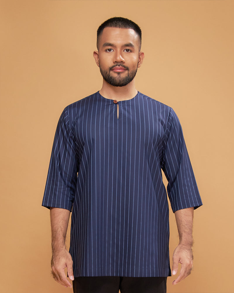 KURTA HADI (STRIPES) - NAVY BLUE